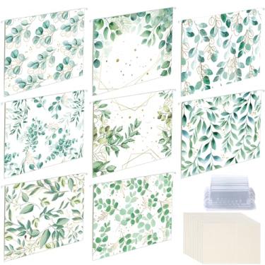 Imagem de Dispowreath 8 pastas de arquivos suspensas de eucalipto verde A4 tamanho carta pasta de arquivo decorativa com abas ajustáveis e inserções de folhas, organizadores de pastas suspensas para casa, mesa