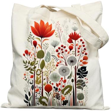 Imagem de METALPHA Sacola estética para mulheres e meninas - Sacola de lona estampada dupla face com fecho de pressão e bolso, Richblooms, One Size