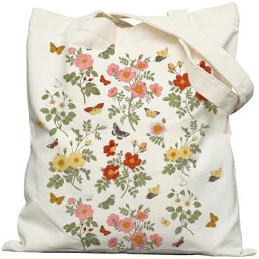 Imagem de METALPHA Sacola estética para mulheres e meninas - Sacola de lona estampada dupla face com fecho de pressão e bolso, Pastorallandscape, One Size