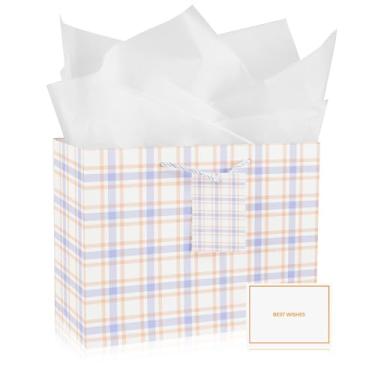 Imagem de Gfractolux Sacos de presente grandes, 1 pacote de sacos de presente com papel de seda e cartões, sacos de presente com alças para aniversários, chá de bebê, casamentos, lembrancinhas de festa