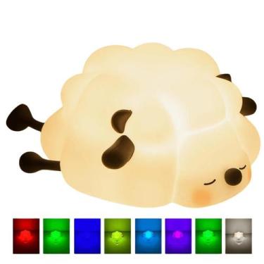 Imagem de Luminária Abajur Noturna Silicone Ovelha Toque Usb 9 Luzes - TATUDEBOA