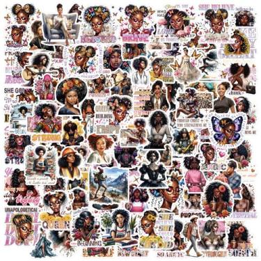 Imagem de Aposwow Adesivos de afirmação de mulheres negras - 100 peças de adesivos de meninas negras afro-americanas, decalques de citações inspiradoras para agendamento, álbuns, garrafas de água, laptop