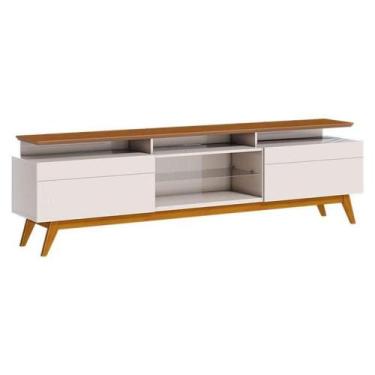 Imagem de Rack Bancada Classic 2 Gavetas Com Nicho 1.8 Off White Freijó Touch - 