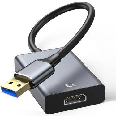 Imagem de Jofnaylr Adaptador USB para HDMI, cabo conversor de áudio e vídeo USB 3.0 HDMI 1080P para laptop, monitor de computador, TV, compatível com Mac OS, Windows 10/8.1/8/7