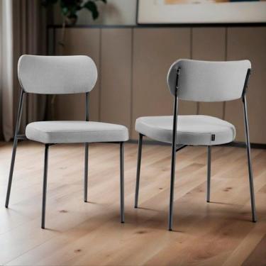 Imagem de Kit 2 Cadeiras para Sala de Jantar Tecido Linho Design Aço Carbono Lav