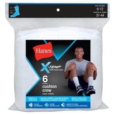 Imagem de Meias Cano Médio Hanes Kit 6 Pares Brancas 37-44