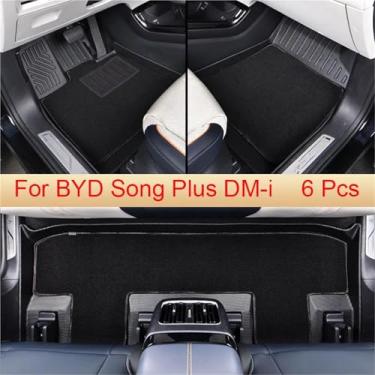 Imagem de Tapetes automotivos compatíveis com BYD Song Plus DM-i EV 2021-2025, à prova d'água, antiderrapantes e totalmente envoltos, acessórios para volante à esquerda(6Pcs-Song Plus DMi)