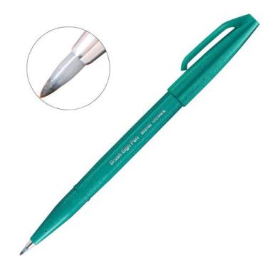 Imagem de Caneta Pincel Brush Sign Pentel Lettering Desenho Caligrafia, Verde Tu