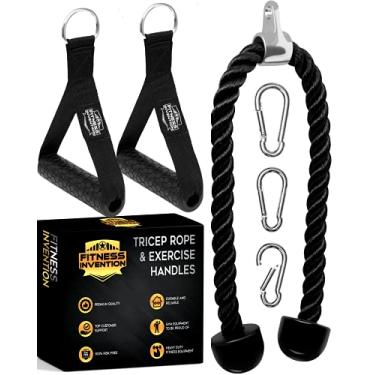 Imagem de Cabo Tricep Corda Fixação 35 polegadas com 2 Alças de Exercício + 3 Clipes de Mosquetão – Acessórios para Máquina de Cabo – Corda Tricep – Acessórios para Cabos para Academia, Acessórios para Academia Doméstica