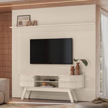 Imagem de Rack com Painel Frisado para TV até 75 Polegadas 2 Portas Flexíveis com Pés New Laguna Madetec