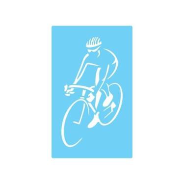 Imagem de Stencil De Parede Tamako Ciclista - 55 X 90Cm - Ref 364 - Stencil Tama