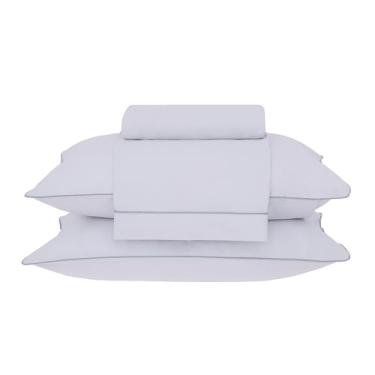 Imagem de Buddemeyer Jogo de Cama King Percal 180 Fios Basic Percalle 100% Algodão Fio Penteado Cinza 4 peças