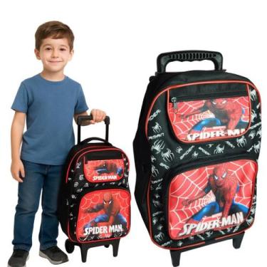 Imagem de Mochila Infantil Escolar Menino de Rodinha Bolsa Masculina Homem Aranh