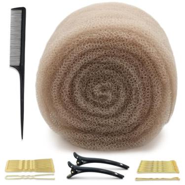 Imagem de Enchimento de cabelo para updos com grampos de cabelo, grampos de cabelo em forma de U, grampo e pente de bico de pato, almofadas de enchimento de cabelo de esponja indetectáveis para noivas, artistas