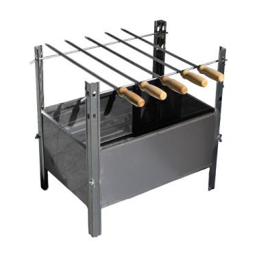 Imagem de Kit Churrasqueira Portátil Desmontável + 5 Espetos Inox - Grande - Ita