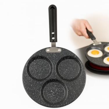 Imagem de Frigideira Fritar Ovos Antiaderente 3 Divisórias 23cm Fogão A Gas Cooktop Eletrico e Vitroceramico