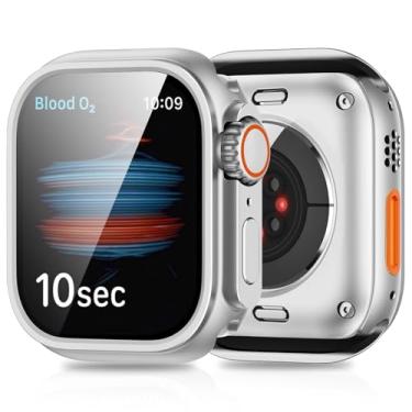 Imagem de Capa 3 em 1 compatível com Apple Watch Series 10 de 46 mm com proteção robusta [transforme-se em um visual ultra 2] com película protetora de tela de vidro temperado projetada para Apple Watch Series