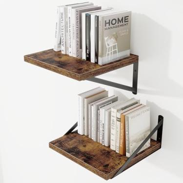 Imagem de Prateleiras de parede profundas 30 cm L x 30 cm P Prateleiras flutuantes de madeira projetada para parede, suporte de metal resistente, decoração de casa, armazenamento para sala de estar, quarto