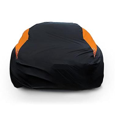 Imagem de MORNYRAY Capa de carro à prova d'água para todos os climas, à prova de neve, proteção UV, à prova de vento, ao ar livre, capa completa para carro, ajuste universal para Sedan (laranja, comprimento A2