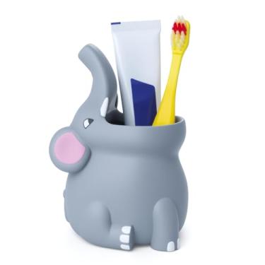 Imagem de Organizador de escova de dentes infantil – Suporte de escova de dentes de animal de silicone durável – Suporte de escova de dentes e pasta de dente fácil de limpar – Suportes de escova de dentes para
