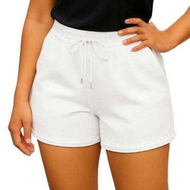 Imagem de Short Moletom Feminino Confortavél Dia a Dia Lançamento - RC, Branco, 