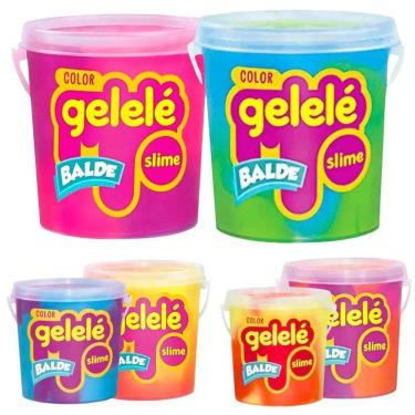 Imagem de Balde Slime Color Gelelé Doce Brinquedo 457G 2 Cores Amarelo
