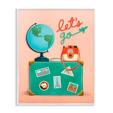 Imagem de Stupell Industries Let's Go Travel Suitcase Design de arte giclée emoldurado branco por Jilly Jack Designs, 76 x 61 cm