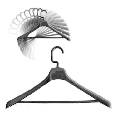 Imagem de Kit 40 Cabides Anatômico Adulto com Gancho Giratório Barra e Ombreira Deslizante para Roupas