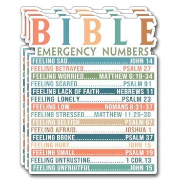 Imagem de Adesivo com números de emergência da Bíblia (3 peças) Decalques Cristãos Inspiradores Decoram Livros Laptop Telefone Garrafas de Água Kindles Tumbler Adesivos de Vinil Impermeáveis 6,5 x 7,6 cm