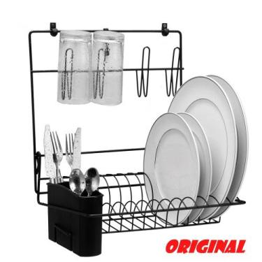 Imagem de Cook Home Black Kit Cozinha Escorredor de Louças Pratos Copos E Talher