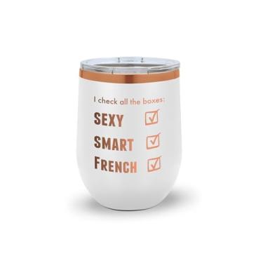 Imagem de Copo de vinho francês – Presente exclusivo para amantes de vinho, francófilos e viajantes – Copo sem haste isolado (branco)