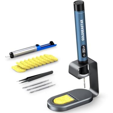 Imagem de Kit de ferro de solda sem fio – 7s de aquecimento rápido e hibernação automática, caneta de solda portátil USB-C recarregável com 3 pontas (200.0 °C/200°C a 450.0 °C/450°C) para reparo eletrônico/DIY