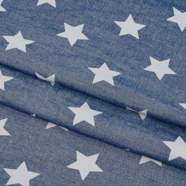Imagem de PH PandaHall Tecido jeans estampado com estrelas, 1,6 metros de largura, tecido jeans de algodão, tecido jeans de algodão 99 cm de comprimento com padrão de estrelas para costurar bolsas de roupas de