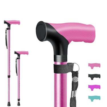 Imagem de ispuoocti Bengala de caminhada ajustável o dia todo com bengalas de aderência confortáveis para idosos, bengala antiderrapante leve para homens e mulheres em várias cores para caminhadas e viagens