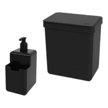 Imagem de Lixeira 2,5 L +dispenser Detergente Coza Cozinha Bancada Pia Preto, Si