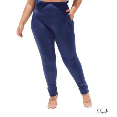 Imagem de Calça Legging Plus Size Montaria Flanelada / Forrada Com Bolsos Fronta