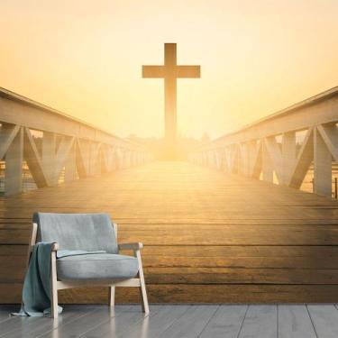 Imagem de Papel de Parede Cruz Ponte Religião Igreja Fé Sala Adesivo - 398pcm - 