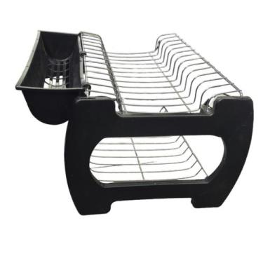 Imagem de ESCORREDOR DE LOUÇA DUPLO COM SUPORTE PARA TALHERES 35x22x37,5CM 1/716