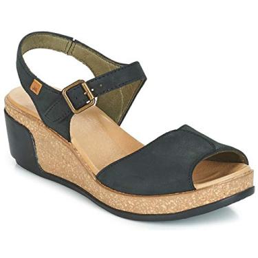 Imagem de El Naturalista Mule feminina Leaves N5000, Preto, 6