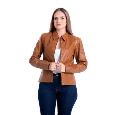 Imagem de Casaco de Couro de Zíper Caramelo - Parra Couros, P