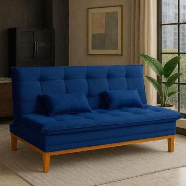 Imagem de Sofá Cama Casal 2 Lugares Reclinável Melim Suede Para Sala de Estar Ca