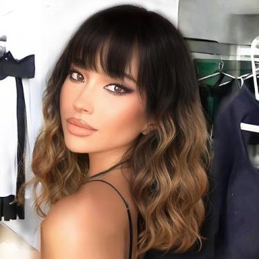 Imagem de Peruca AISI HAIR Ombre Brown Curta Ondulada Bob com Franja