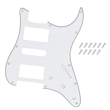 Imagem de DIAO79NI Pro 11 furos HSH Strat Pickguard Humbucker Single Humbucker Scrath Plate para guitarra elétrica Fender Americana/Mexican Standard Stratocaster estilo moderno, branco-preto, 3ply.