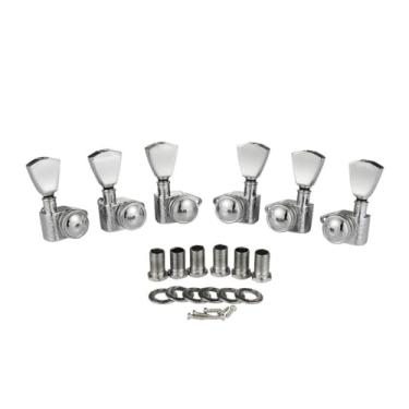 Imagem de KAISH Sintonizadores de travamento Chrome 3+3 21:1, teclas de afinação com botões fundamentais para guitarras acústicas EUA Les Paul/SG/ES e/ou guitarras acústicas