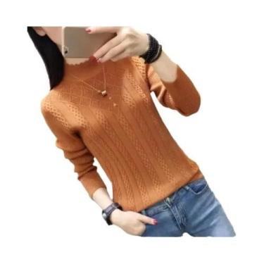 Imagem de Suéter De Cashmere Feminino De Inverno Com Gola Alta Curta Estilo Tric