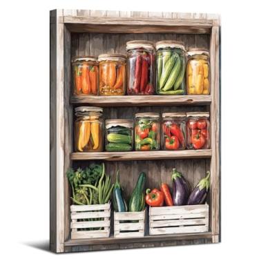 Imagem de Arte de parede em tela Mason Jar Decoração de parede de sala de jantar para cozinha, fazenda, especiarias, comida, impressões abstratas, coloridas, pôster, pintura, molduras, aquarela, arte de arte