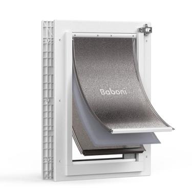 Imagem de Baboni Porta para animais de estimação com 3 abas para portas internas e externas, moldura de plástico durável e túnel telescópico, trava de alumínio/painel de metal, abas magnéticas fortes, porta de
