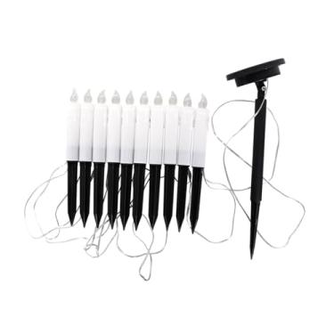 Imagem de Fenteer Velas solares cônicas, castiçais cônicos, iluminação atmosférica com estaca, velas LED, lâmpada de jardim para caminho de quintal