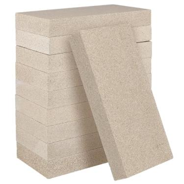 Imagem de TAICHEUT Pacote com 10 tijolos refratários de vermiculita, tijolos de fogo resistentes a altas temperaturas para fogões a lenha (2100F), lareiras, forja, churrasqueira, 23 x 11,4 x 3 cm