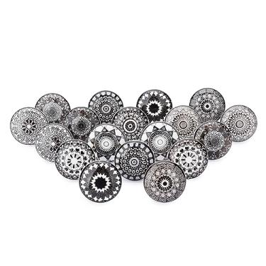 Imagem de Ajuny Conjunto de 20 puxadores de cerâmica impressos para gavetas de porta de armário e puxador de móveis para cozinha, banheiro, cômoda, armários de cerâmica, acabamento brilhante, decorativo